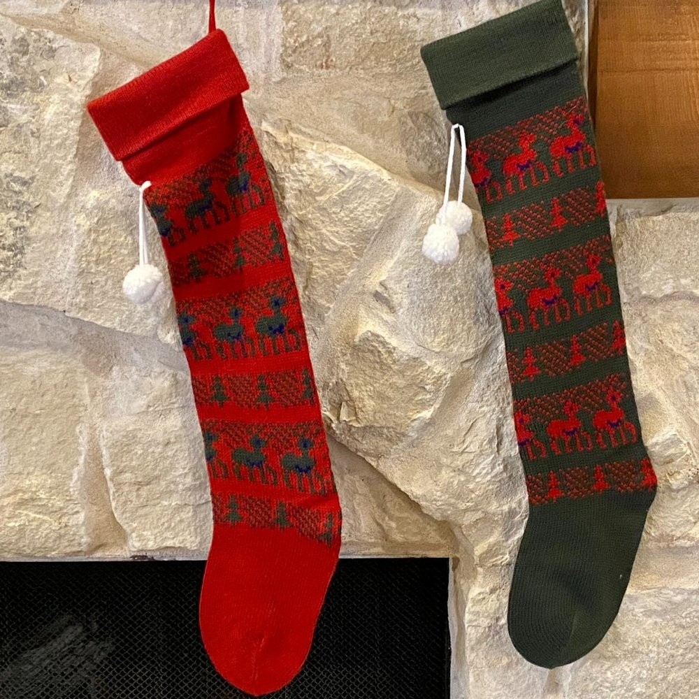Pair of Knit Christmas Stockings